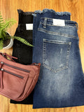 Plus High Rise Straight Raw Hen Cropped Denim