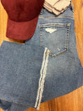 High waist straight leg dark wash denim pants
