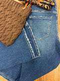 Dark wash bootcut denim pants