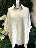 Jacquard Leaf Button Down Blouse