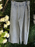 Stone Wash Striped Wide-Leg Pants
