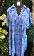 Swiss Dot Tiered Collared Dress