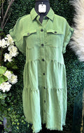 Washed Button Up Dress