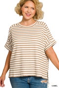 STRIPE JACQUARD ROUND-NECK BOX TEE