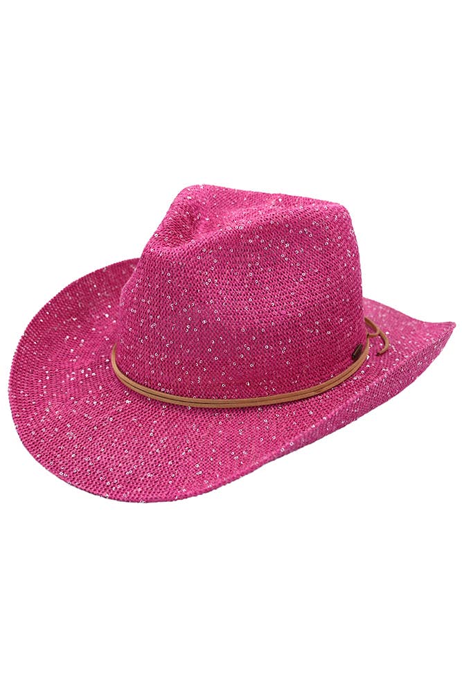C.C Sequin Cowboy Hat: Beige