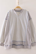Denim Striped Crewneck Sweatshirt