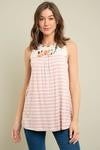 Black Striped Tank Top with Floral