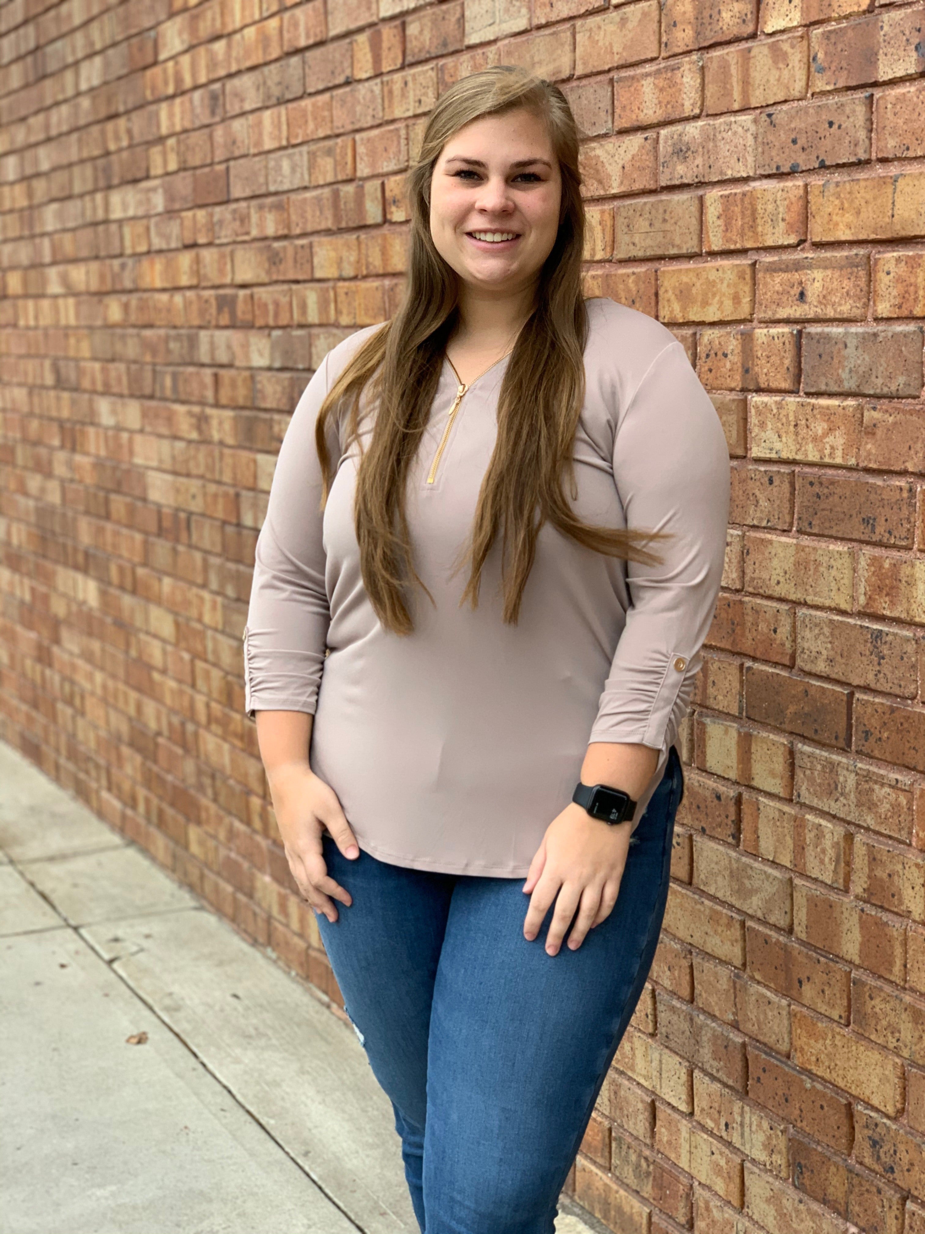 Ash mocha zipper top