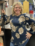 Navy Floral Print Tunic
