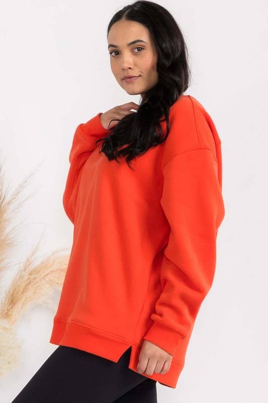 Women's Cozy Fleece Oversized Sweatshirt: Black / XXXL