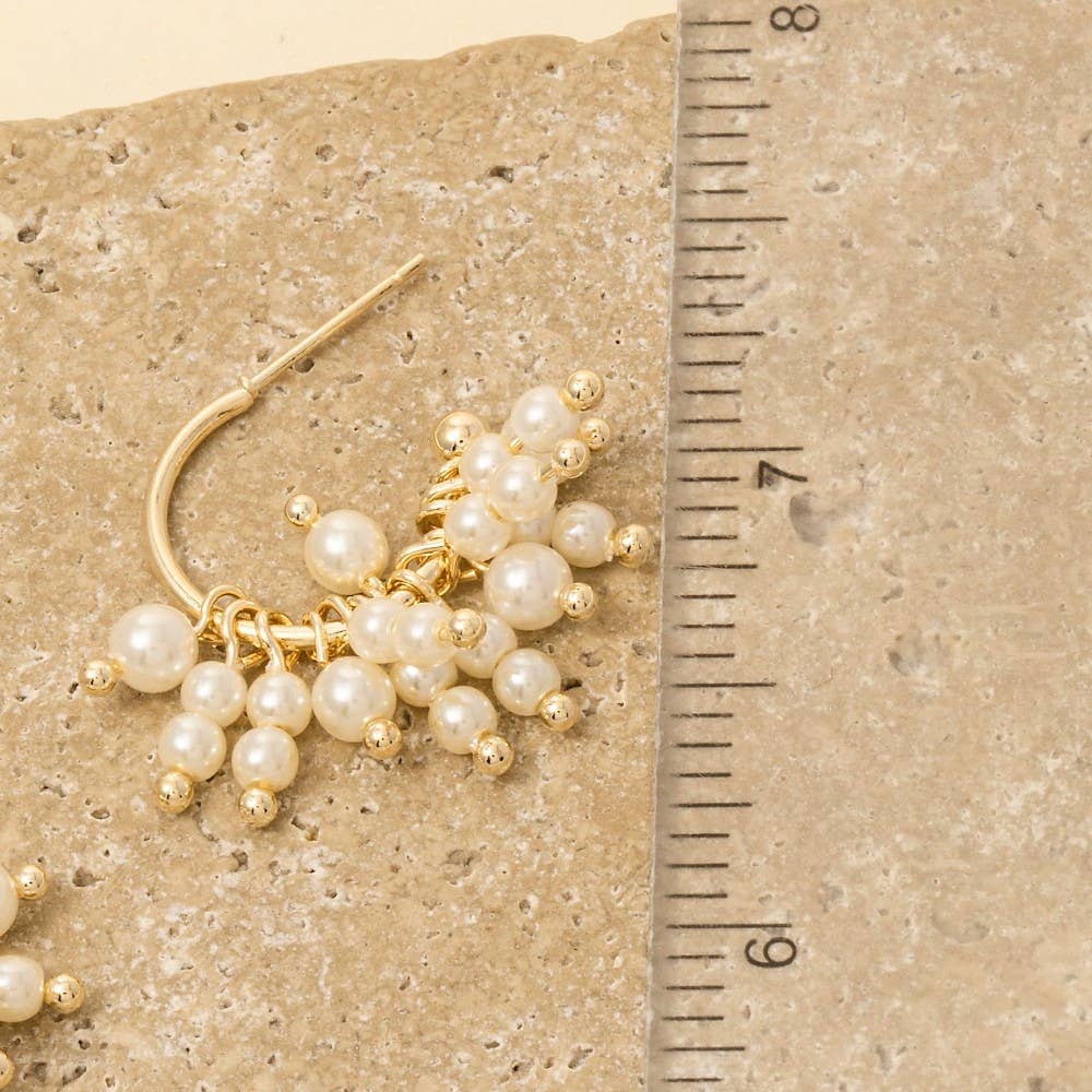 Pearl Beaded Fringe Drop Earrings: G