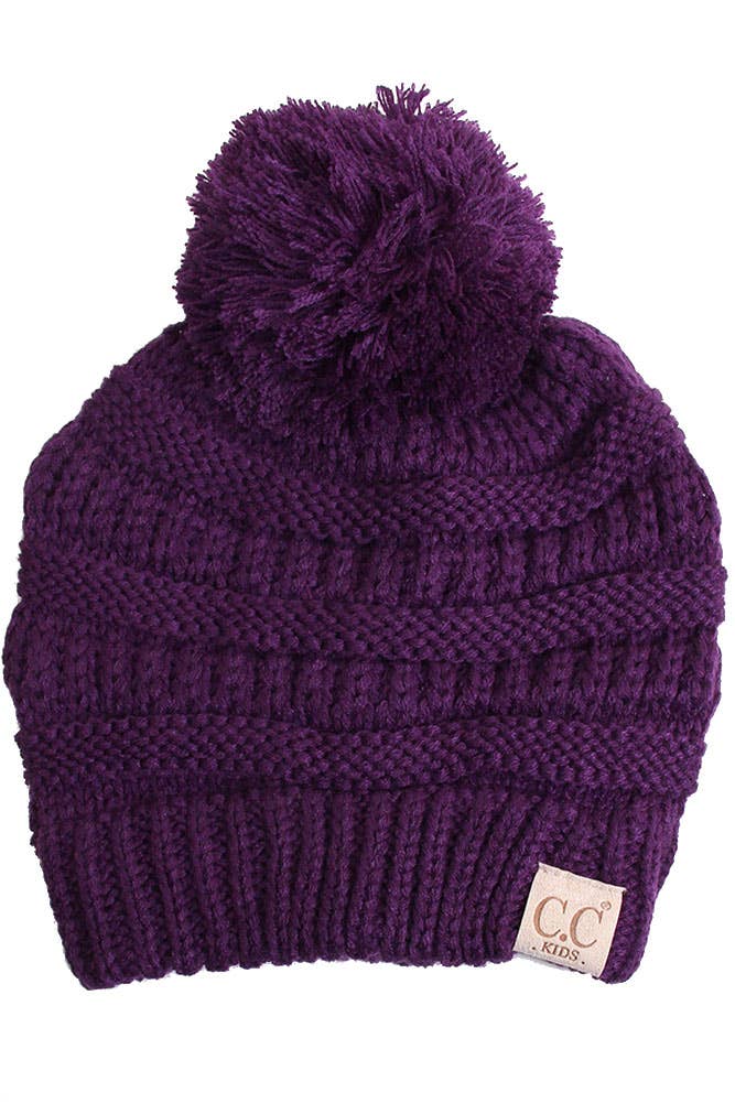 C.C Kids Solid Knit Pom Beanie: Mint
