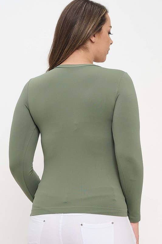 Ivory Seamless Round Neck Long Sleeve Top