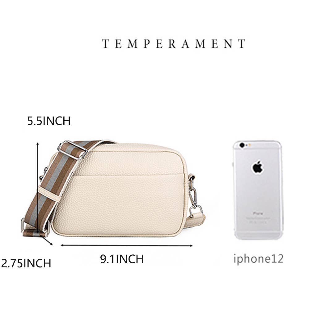 Solid Color PU Crossbody Bag For Women's Small Bag: Beige