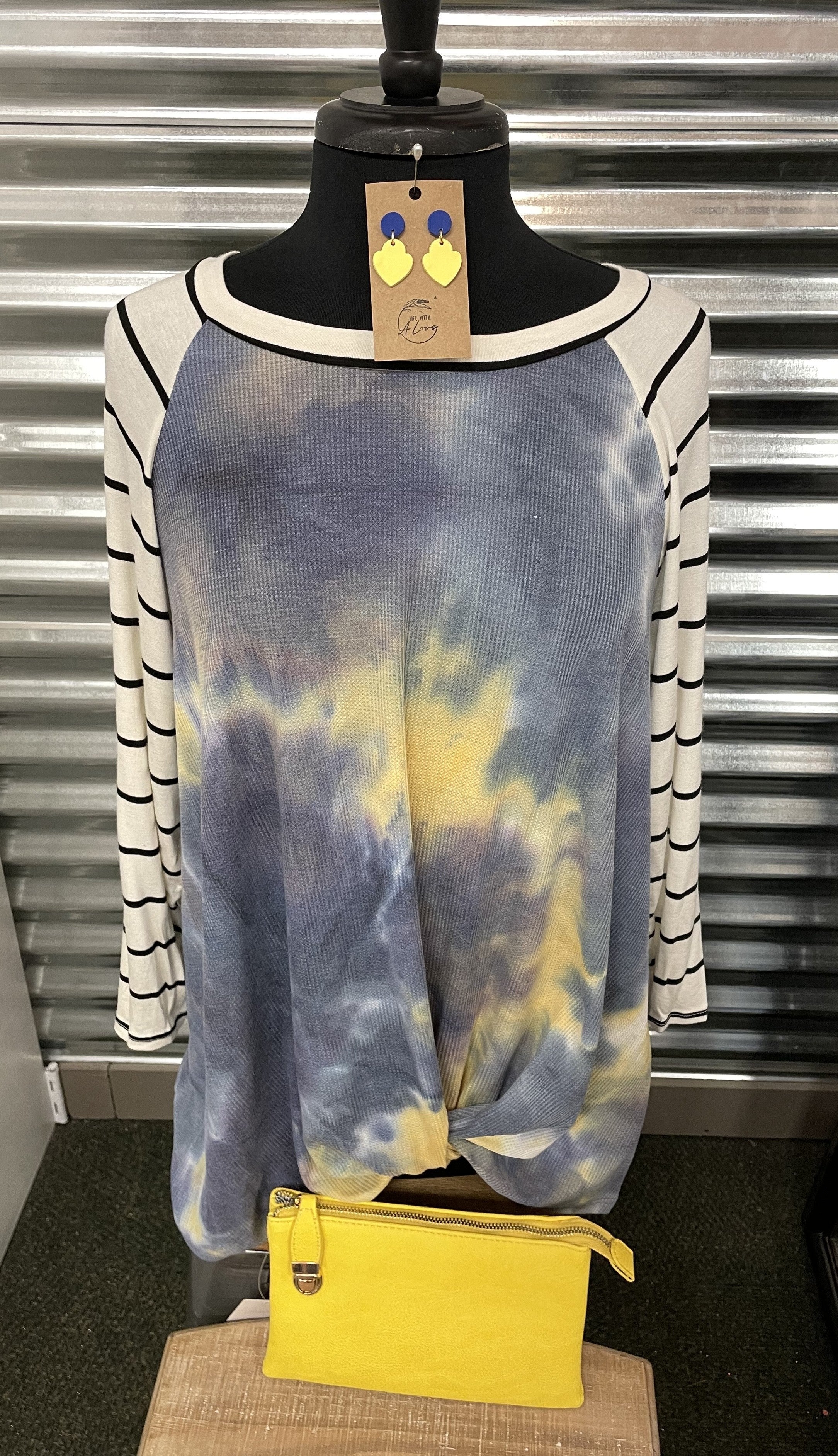 Tie Dye Ragland Knot Waist Top