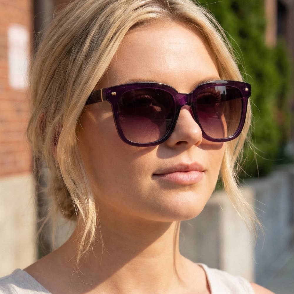 Square Frame Metallic Accent Sunglasses Set: ASSORTED