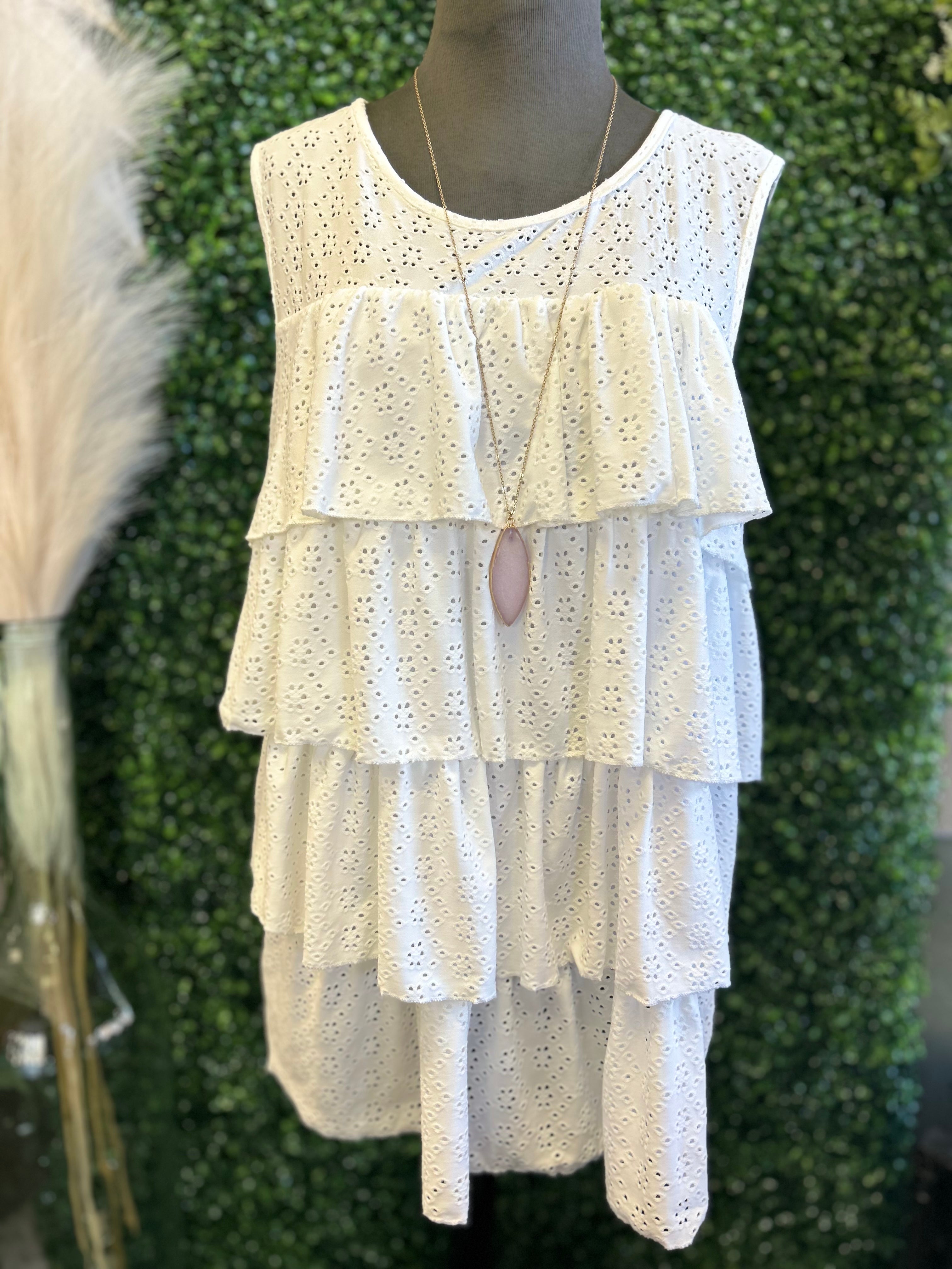 Layered Ruffle Eyelet Tank