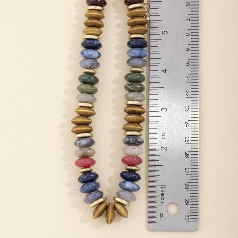 Chunky Saucer And Rondelle Bead Necklace: WGBR