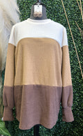 Puff Sleeve Color Block Rib Top