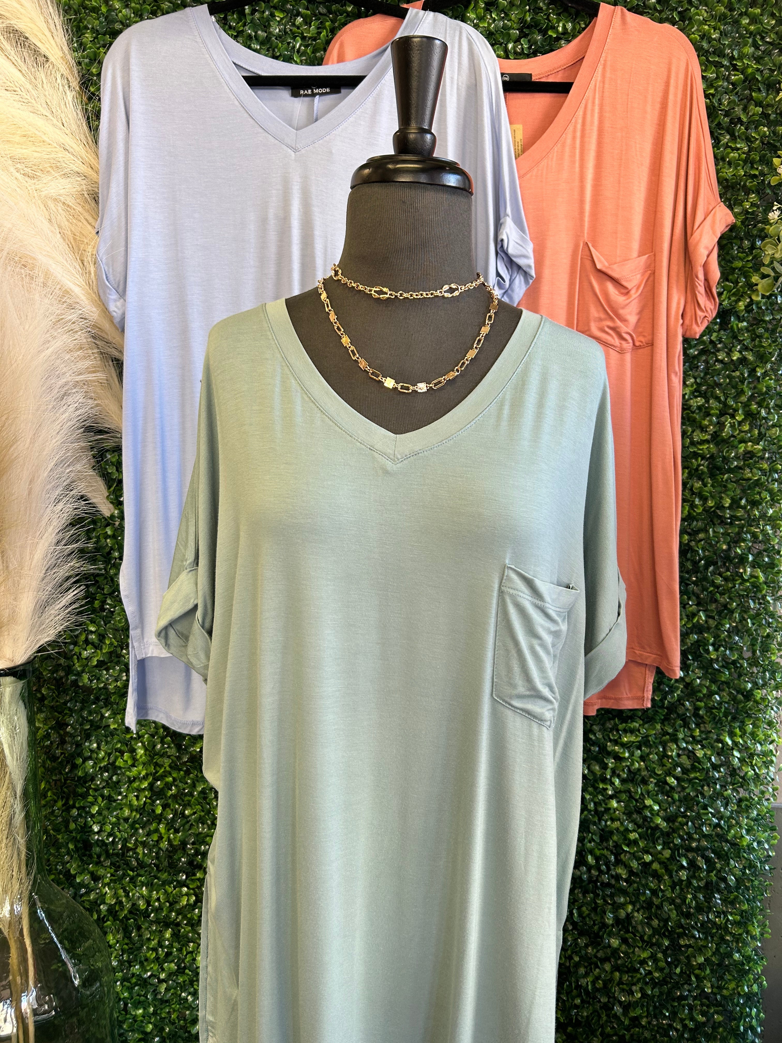 Vintage Vneck Shirt Sleeve Top