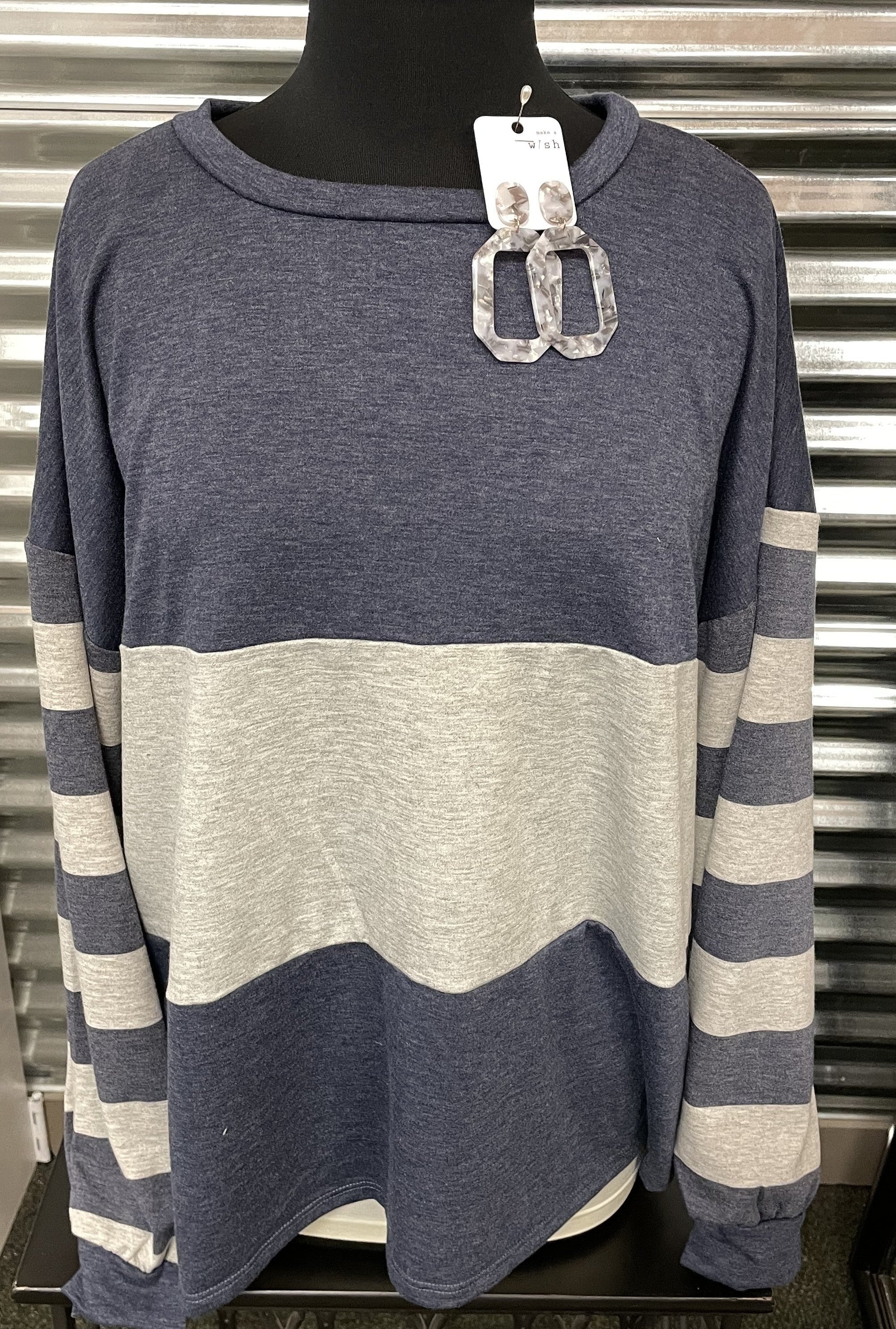 French Terry Striped Pullover