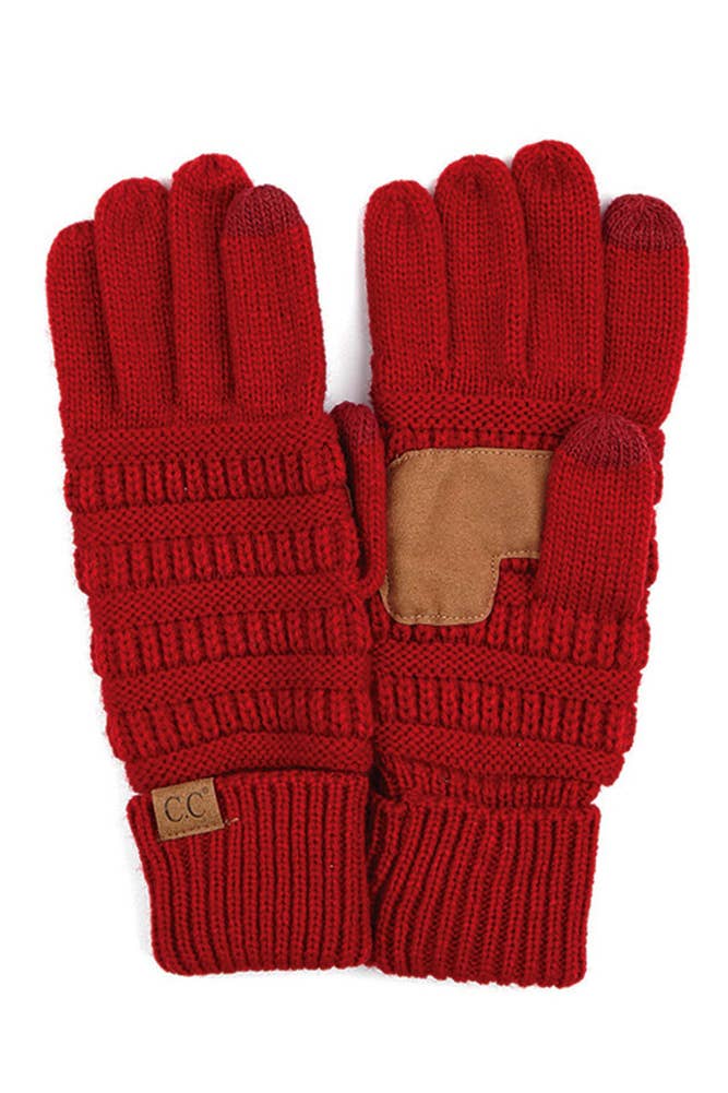 C.C Knitted Touch Screen Compatible Gloves: Black