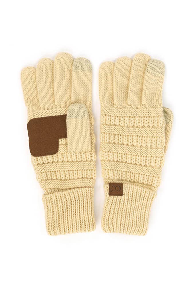 C.C Knitted Touch Screen Compatible Gloves: Black