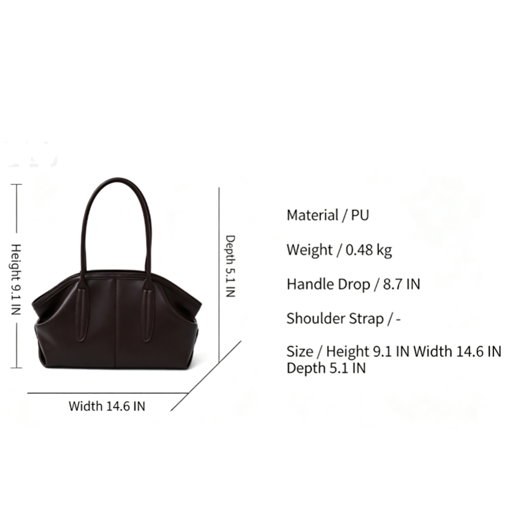Soft Faux‑Leather Retro Tote Shoulder Purse for Daily Work U: Coffee