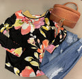 Black Floral Off Shoulder Top
