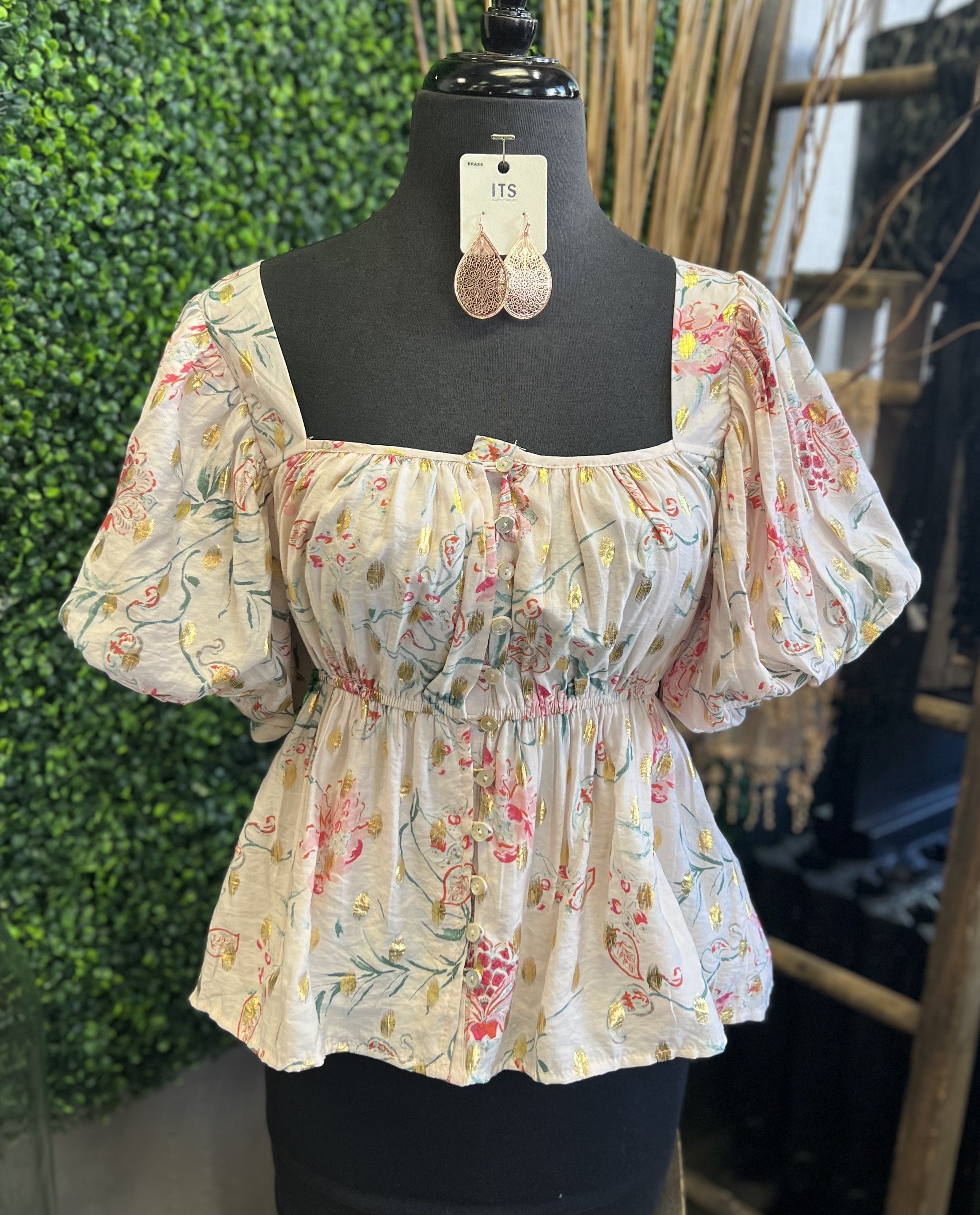 Puff Sleeve Floral Top