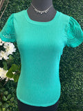 Eyelet Contrast Sleeve Top