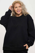 Women's Cozy Fleece Oversized Sweatshirt: Black / XXL