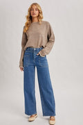 Denim High-rise Seamed Pockets Straight Leg Jeans