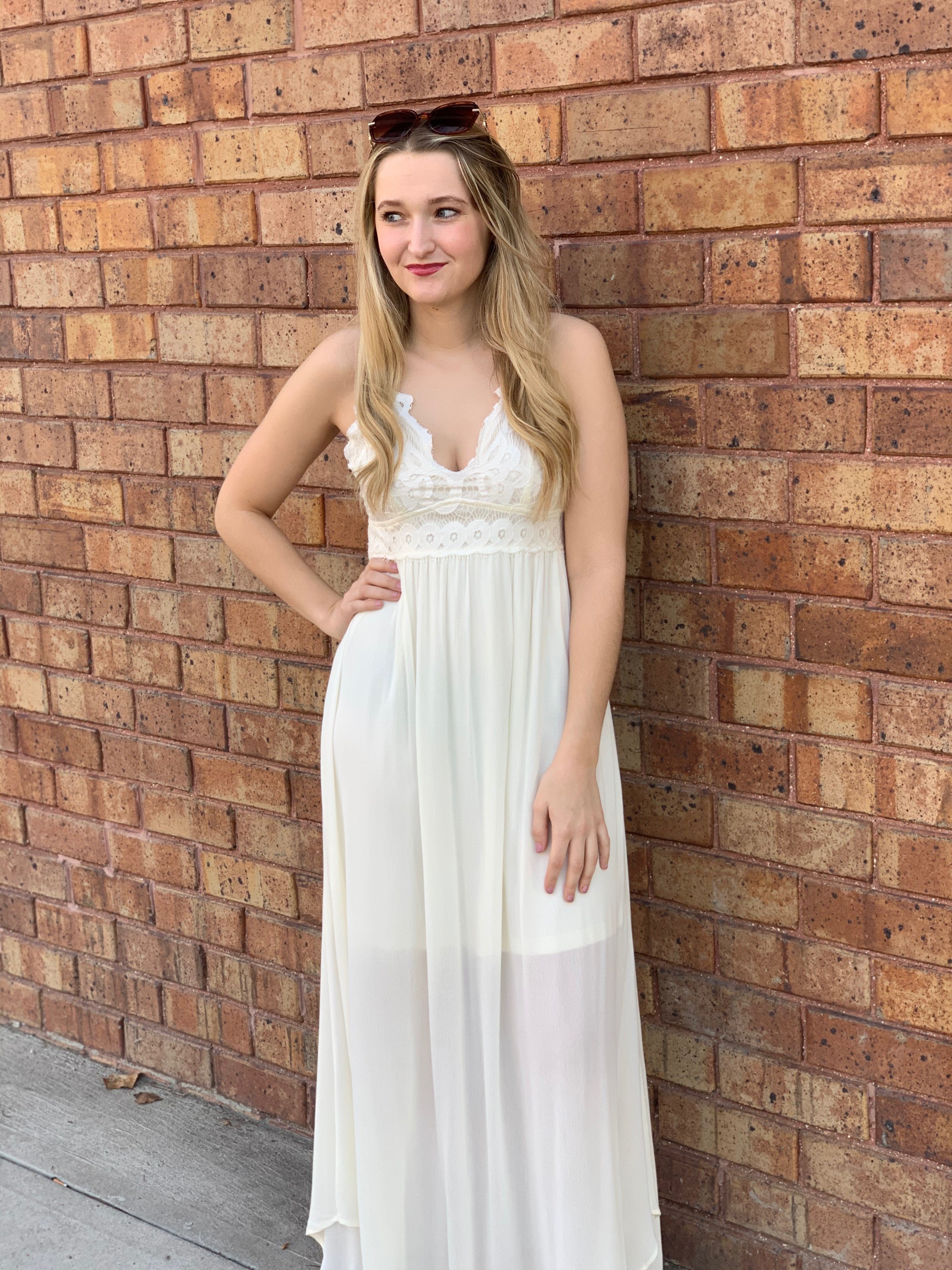 Cream Lace Maxi Dress