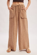 Crinkled Gauze Wide-leg Pants