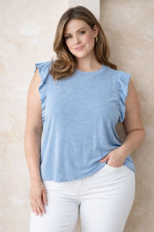 Plus Ruffle Detailed Slub Jersey Top