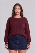 Plus Raw Edge Cropped Long Sleeve Knit Sweater