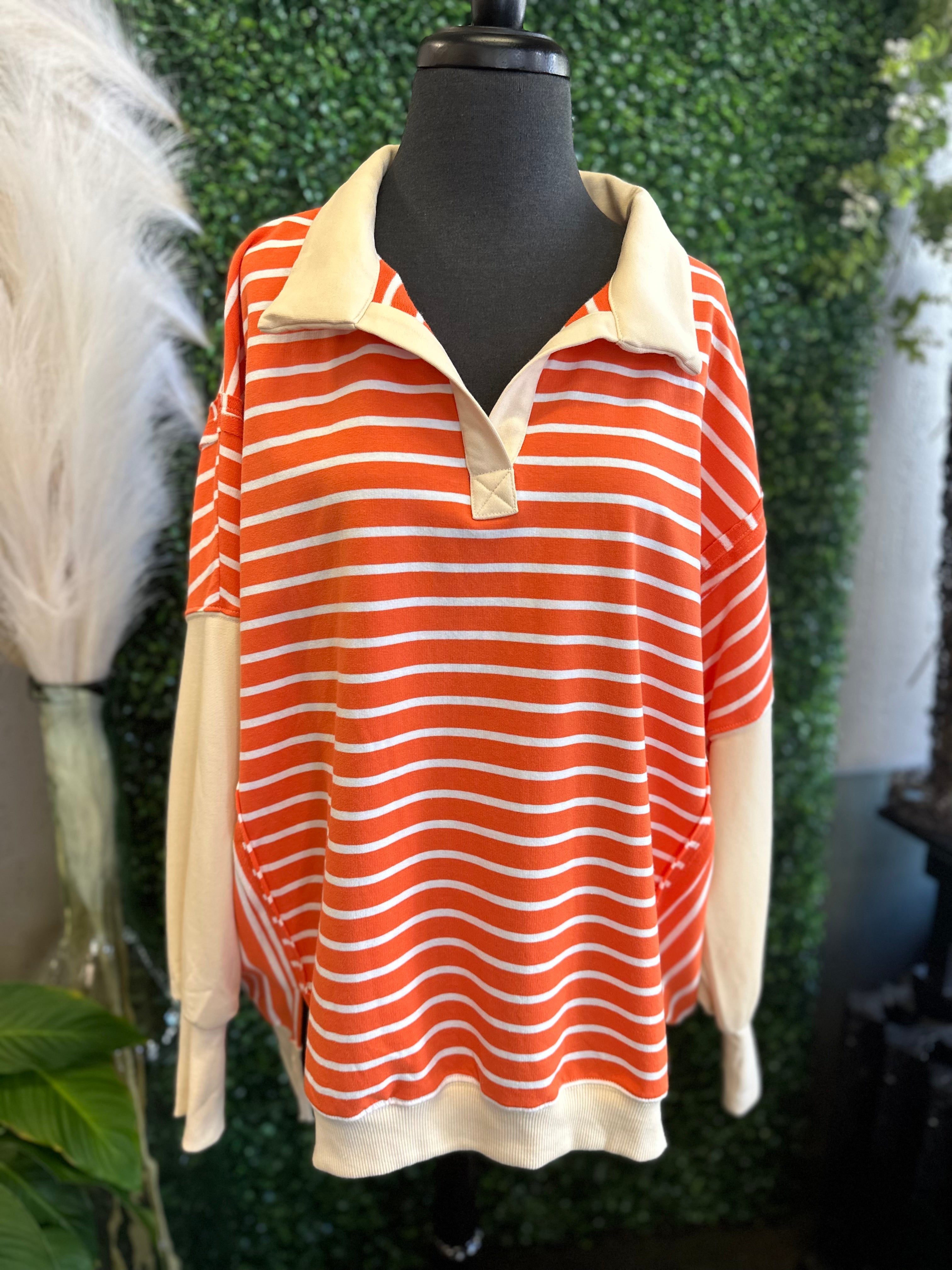 Striped Collared Pullover