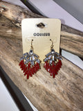 Red/gray crystal earrings
