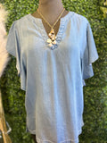 Flutter Sleeve Chambray Top