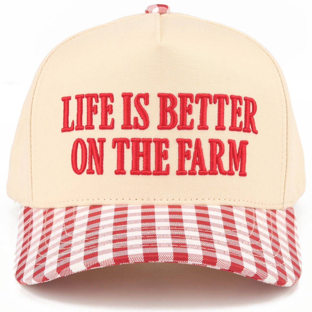 C.C LIFE IS BETTER ON THE FARM Letter Two Tone Trucker Hat: Brown/Brown