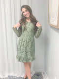Sage Lace Dress w/ Lining