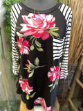 Floral Stripe Baseball Top