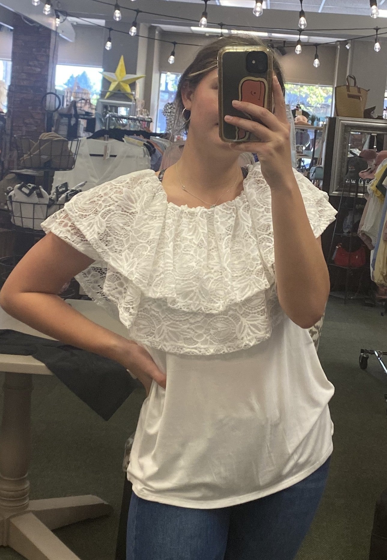 Ivory Lace Off-Shoulder Top