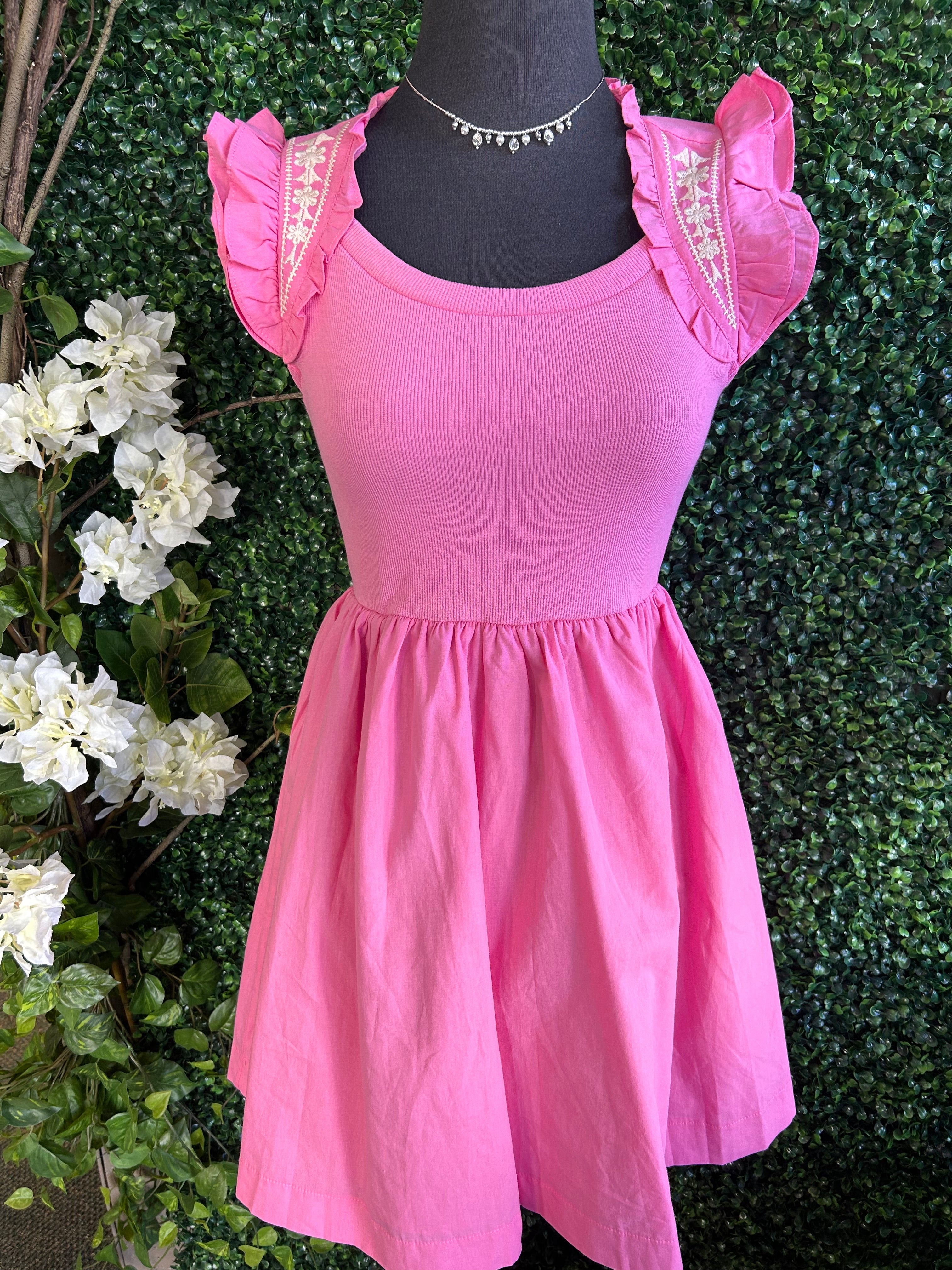 Embroidery Ruffle Mini Dress