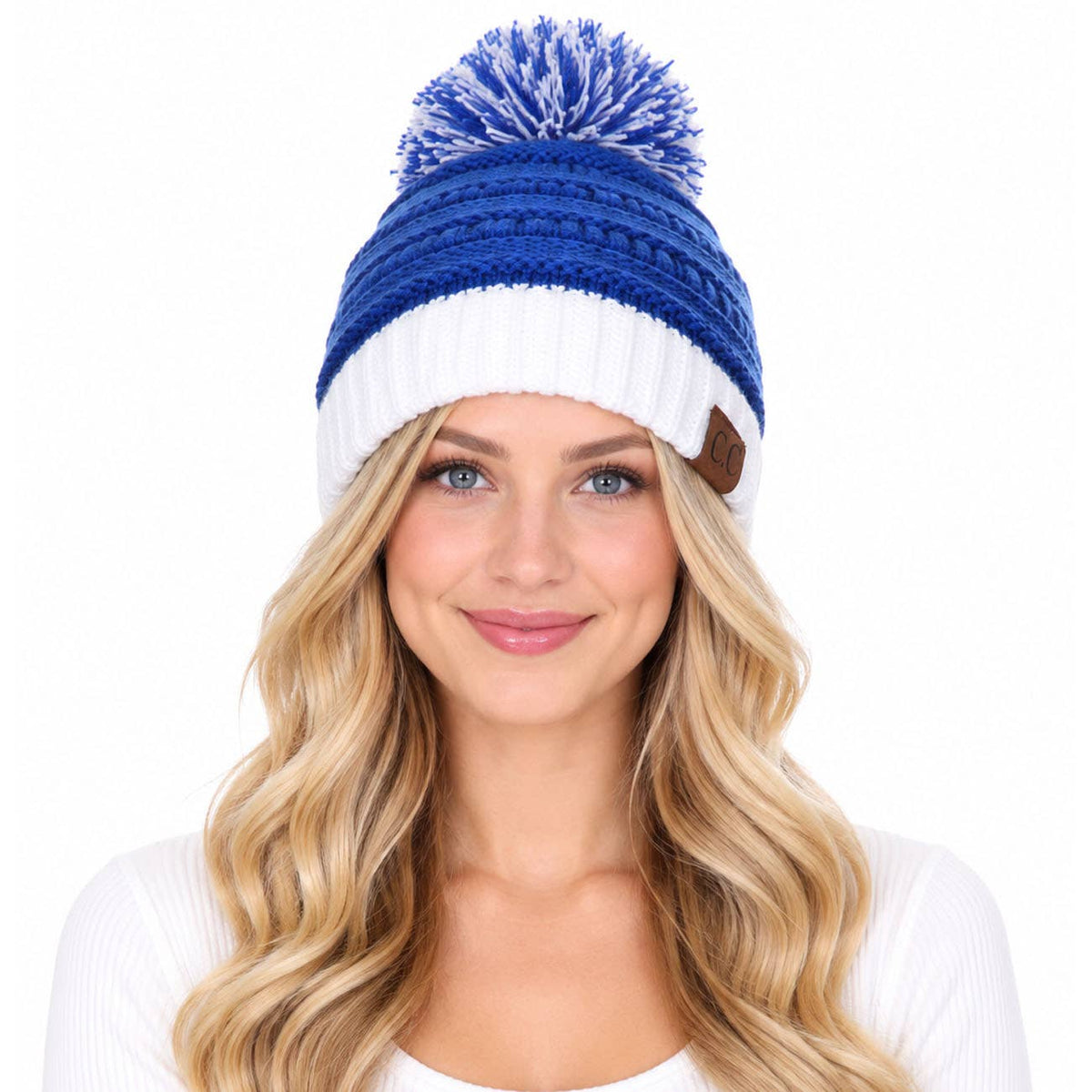 C.C Team College Color Game Day Beanie: 04. Blue/White