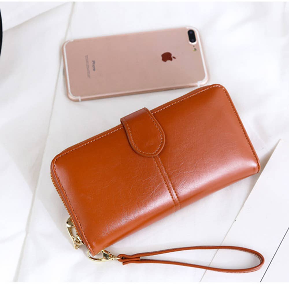 Long Zipper Buckle Large Capacity Wallet: Black