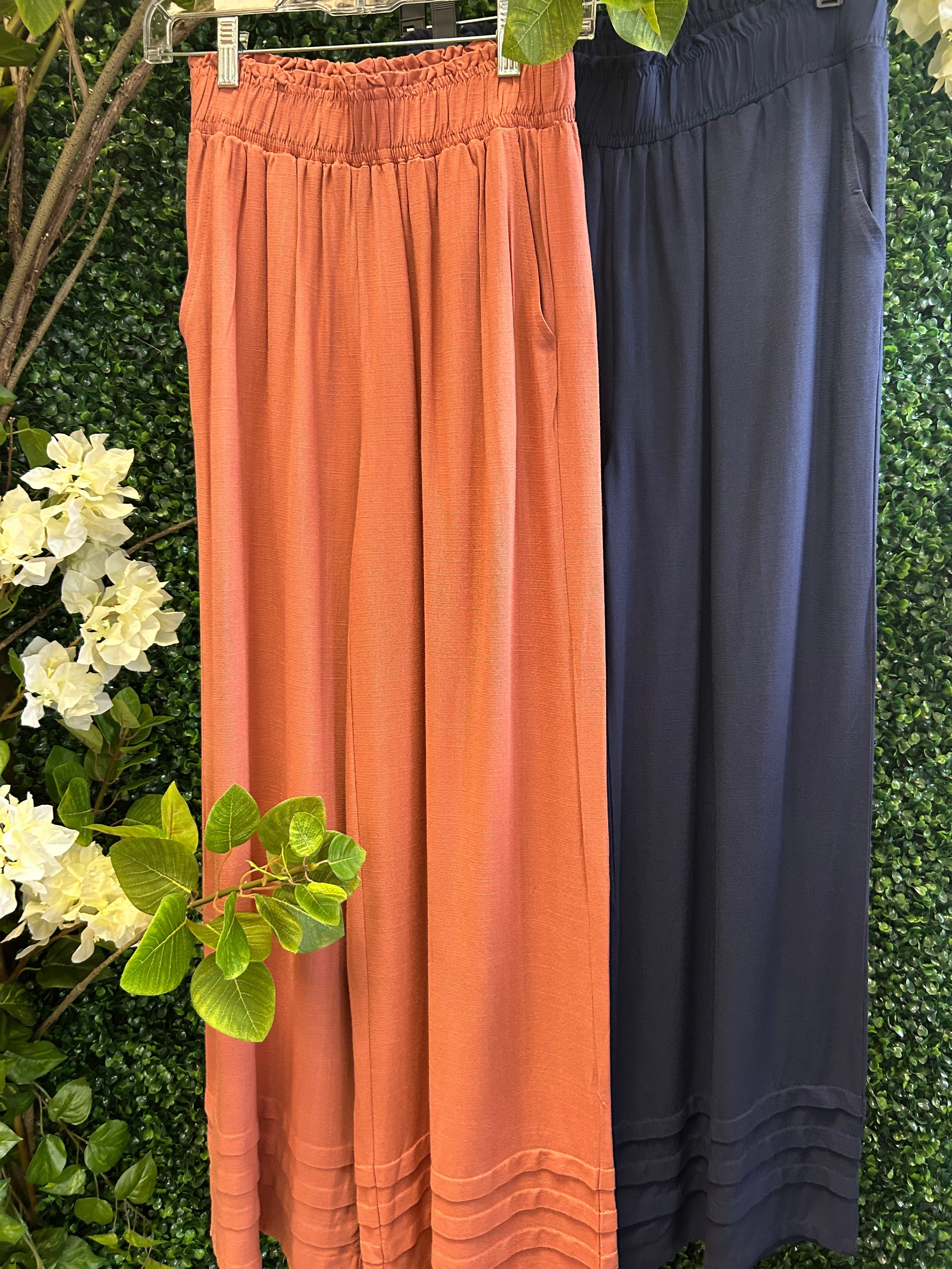 Elastic Waist Wide Leg Pants