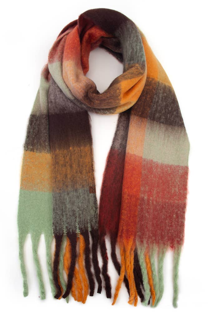 C.C Multi Color Block Plaid Check Pattern Woven Winter Scarf: 2
