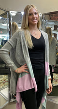 Gray/Pink Draped Cardi